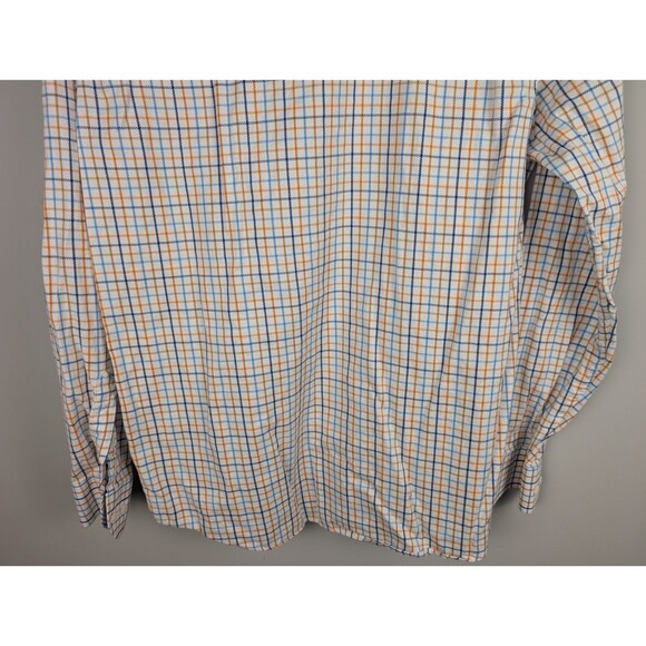 Johnston & Murphy Button Down Shirt Men's M Plaid Orange Blue Long Sleeve Preppy - Picture 9 of 12
